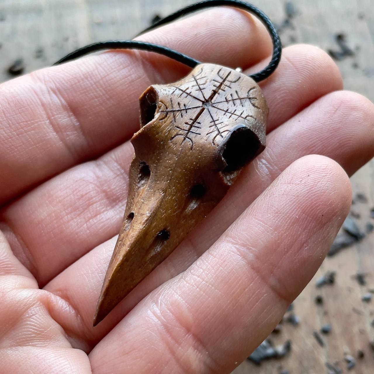 Raven Skull “Helm of Awe” Pendant