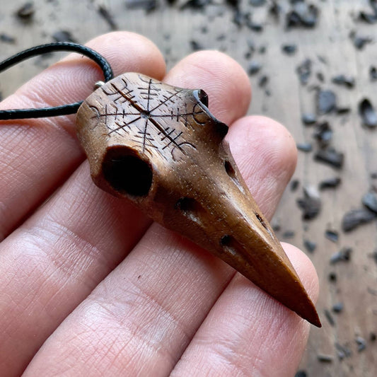 Raven Skull “Helm of Awe” Pendant