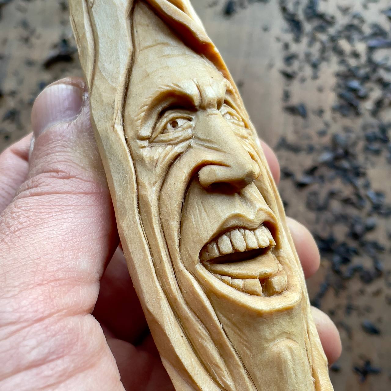 Happy Spirit Basswood Sculpture