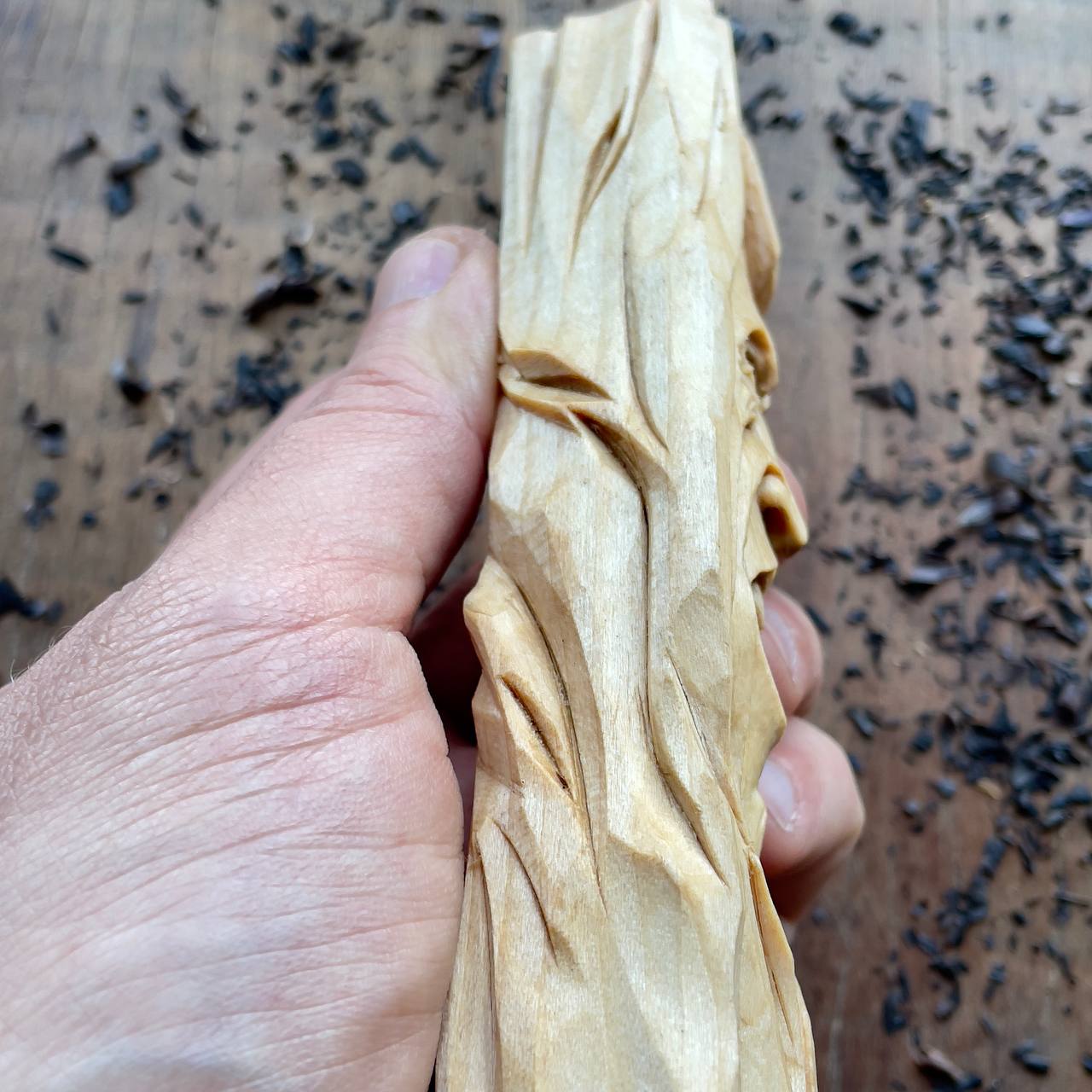 Happy Spirit Basswood Sculpture