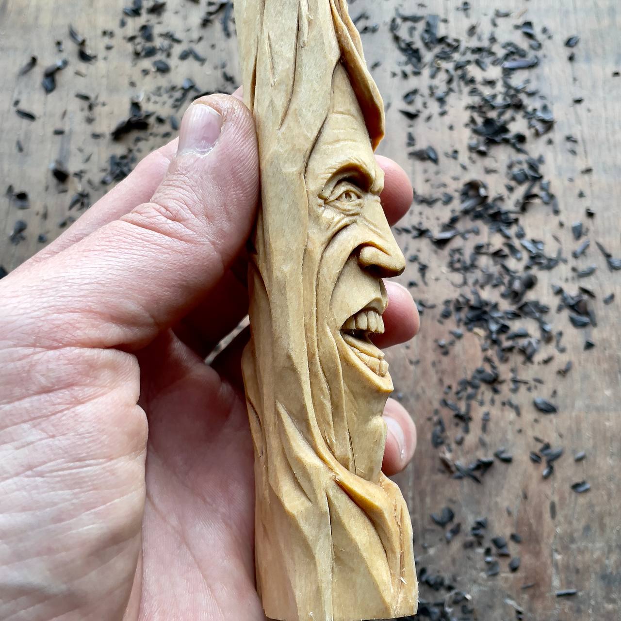 Happy Spirit Basswood Sculpture