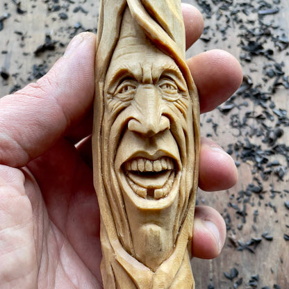 Happy Spirit Basswood Sculpture