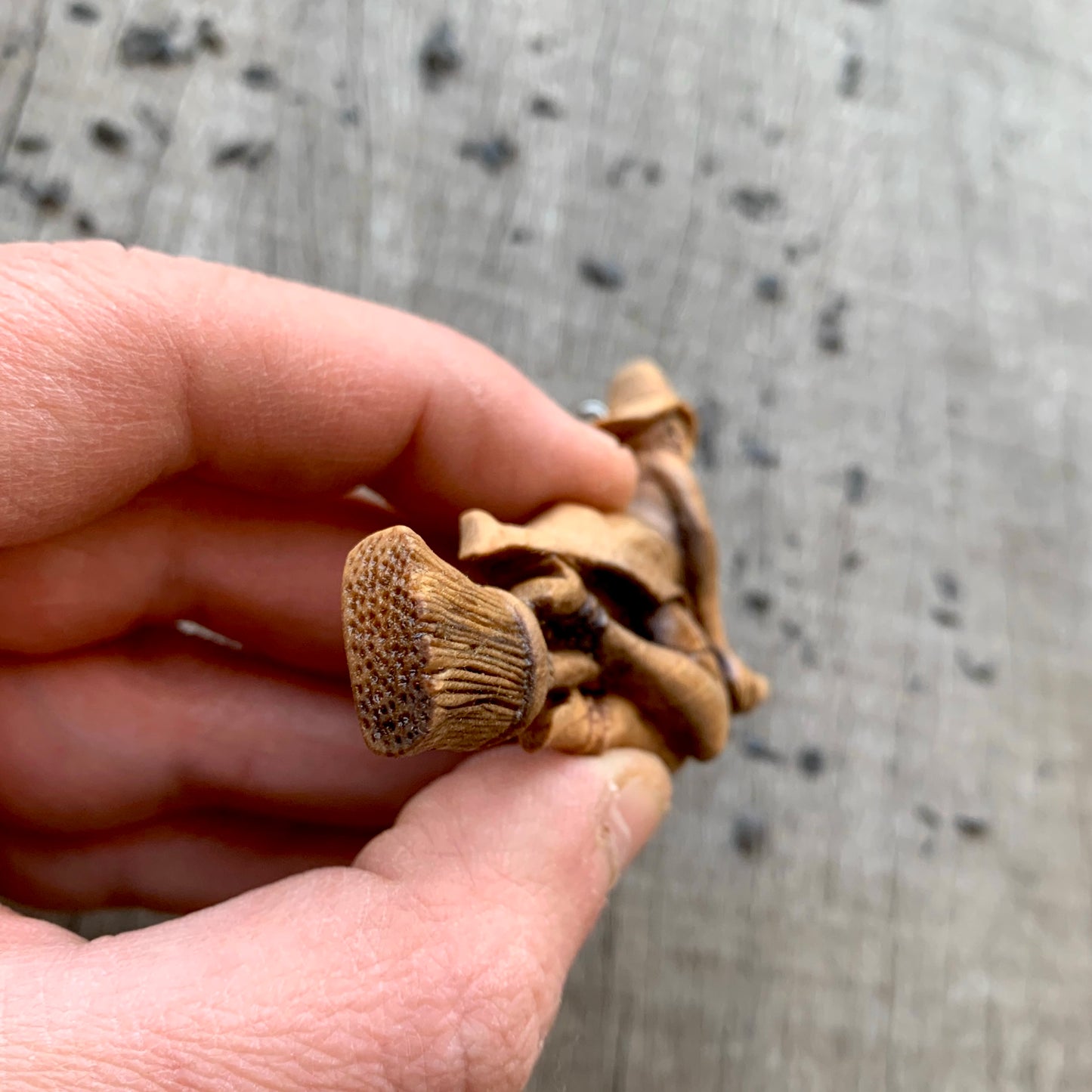 Hand Carved Witch Necklace, Witch Walnut Wood Pendant