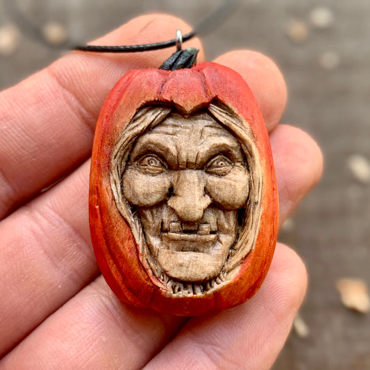 Old Witch Pumpkin Pendant