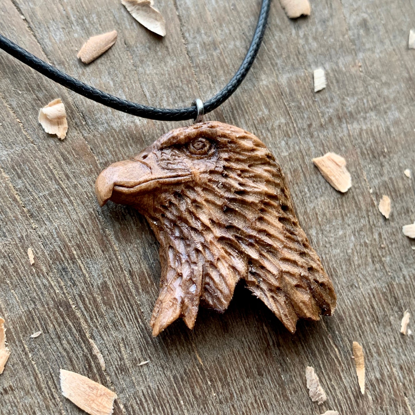 Eagle’s Head Walnut Wood Pendant