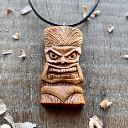 Tiki Mask Olive Wood Pendant