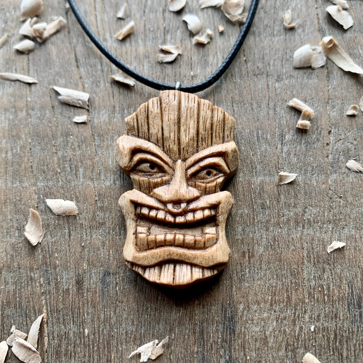 Walnut Wood Tiki Mask Pendant