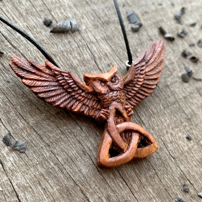 Flying Owl with Triquetra Pendant