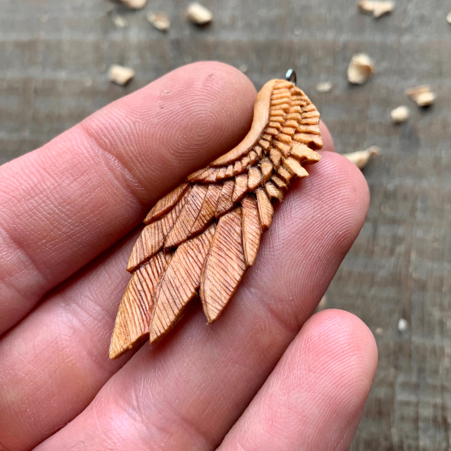 Angel's Wing Plum Wood Pendant