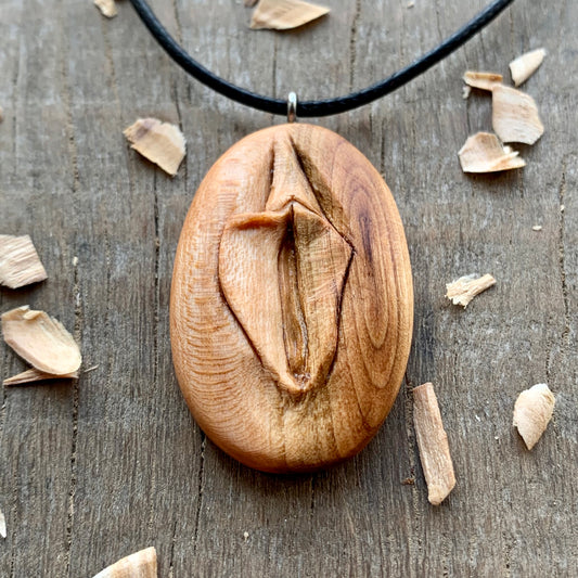 Vulva Plum Wood Pendant