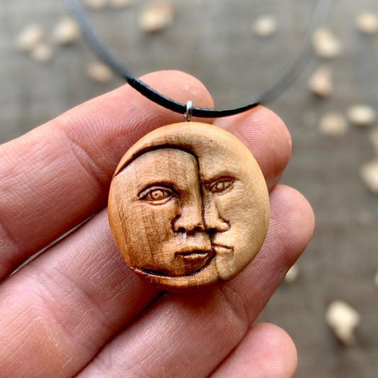 Sun Moon Face Pendant