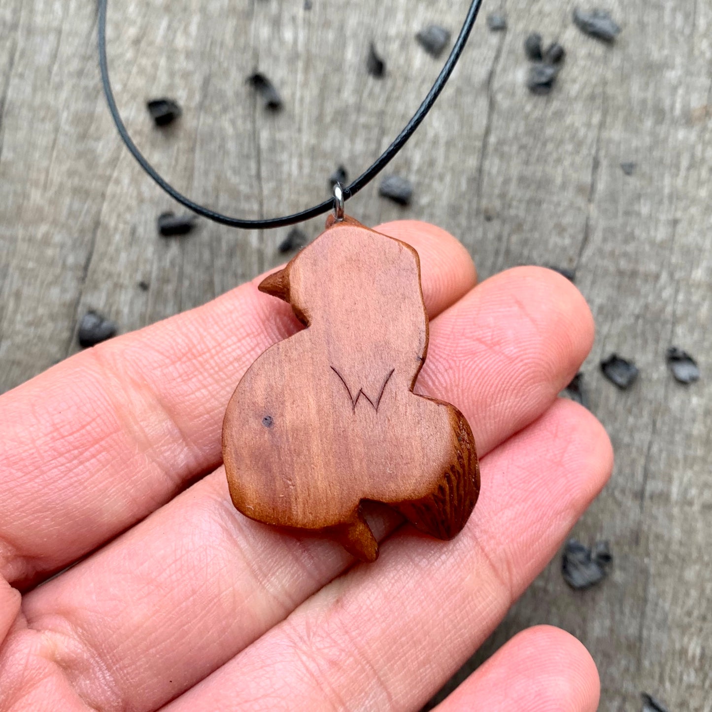 Hand Carved Fox Necklace, Fox Pendant, Apricot Wood Jewelry