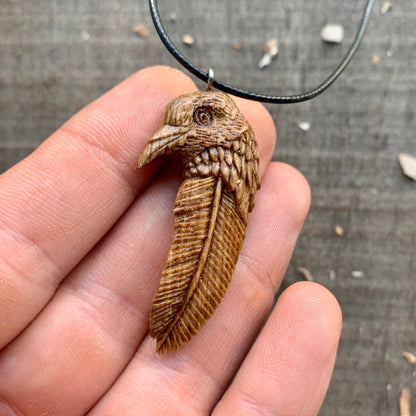 Pigeon Head-Feather Pendant