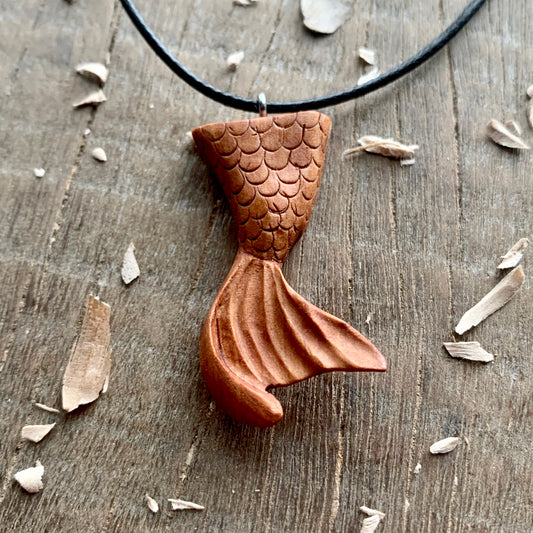 Siren's Tail Apricot Wood Pendant