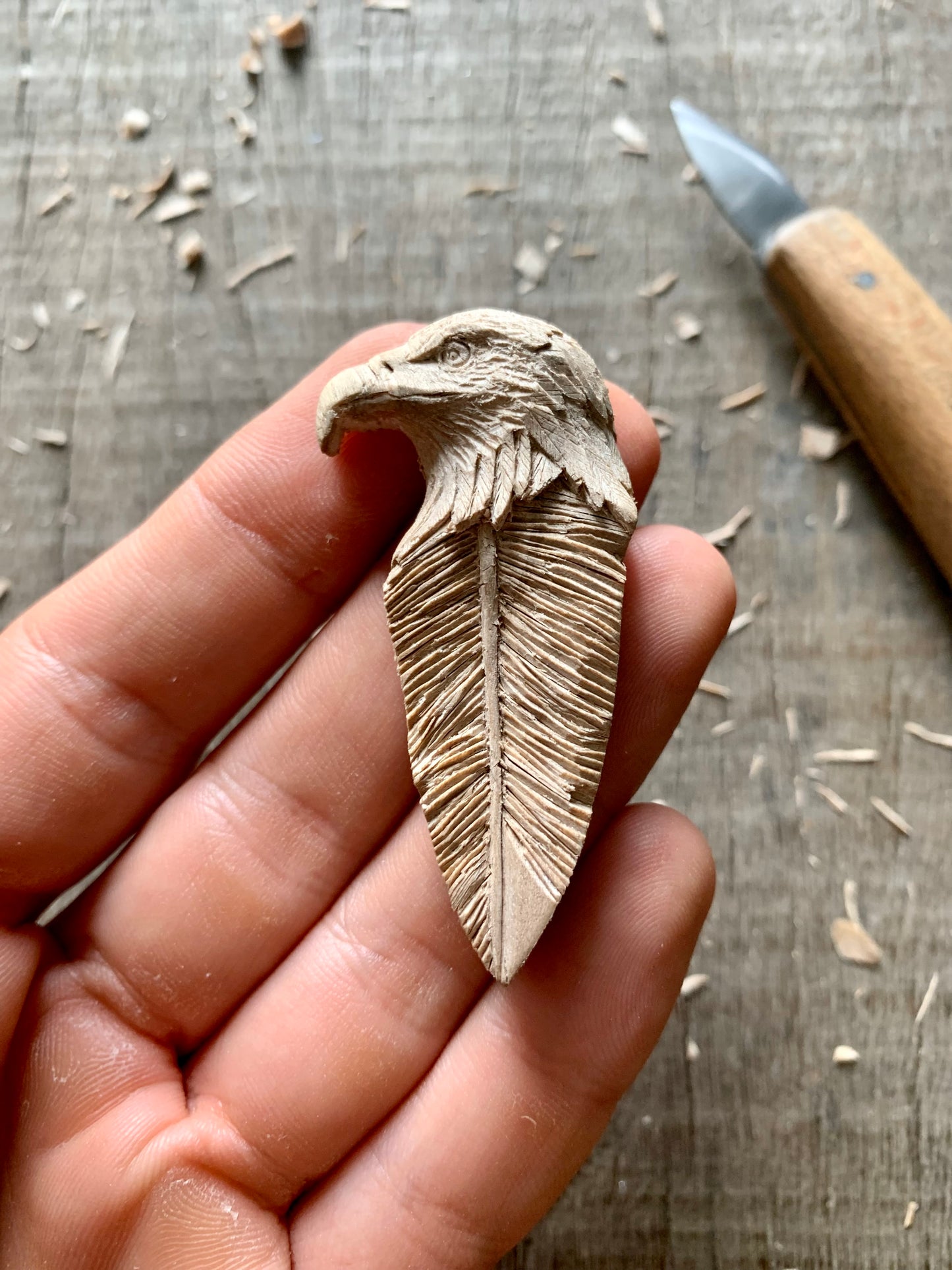 Eagle Head-Feather Pendant