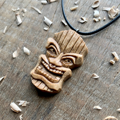 Walnut Wood Tiki Mask Pendant