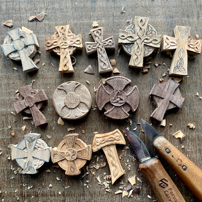 Celtic Cross Plum Wood Pendant