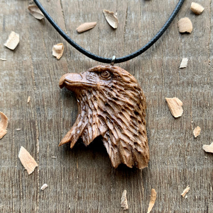 Eagle’s Head Walnut Wood Pendant