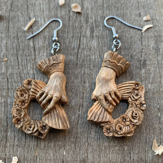 Hand Holding A Wreath Earrings