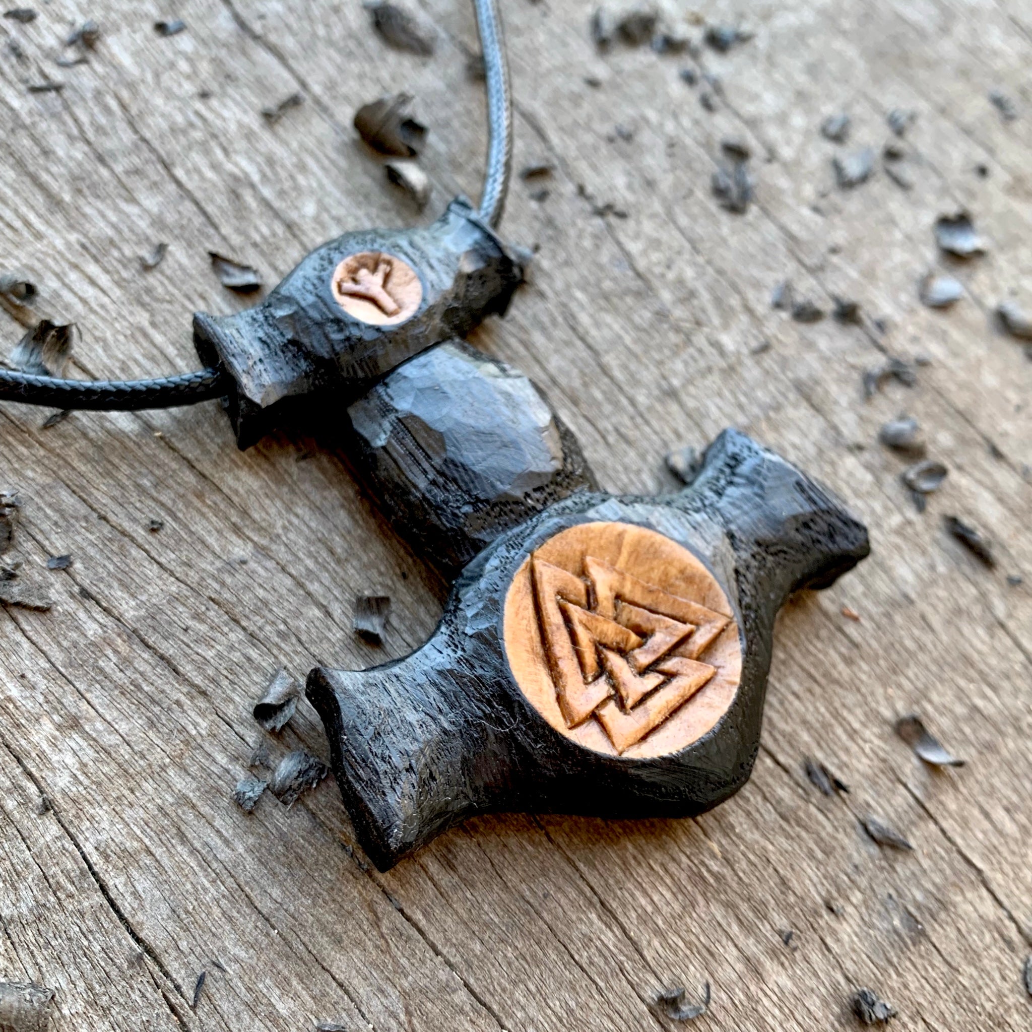 Wooden thor's deals hammer pendant