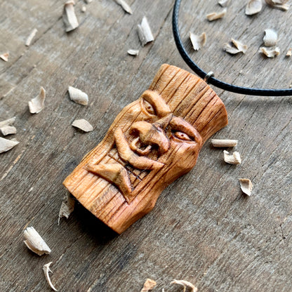 Plum Wood Tiki Mask Pendant