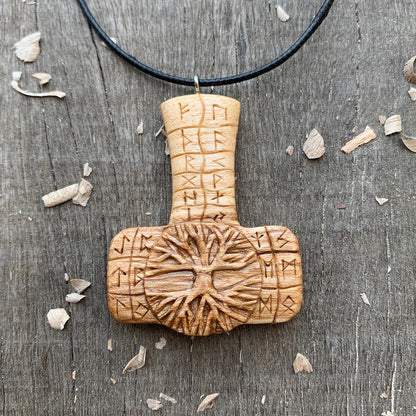 Mjolnir with runes and Yggdrasil Pendant