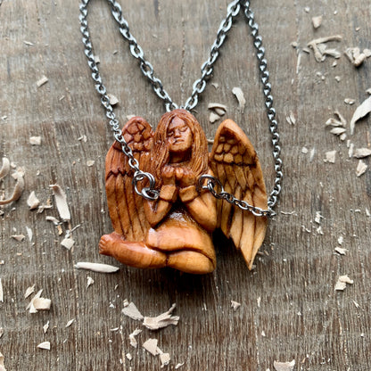 "Angel in Chians" Plum Wood Pendant