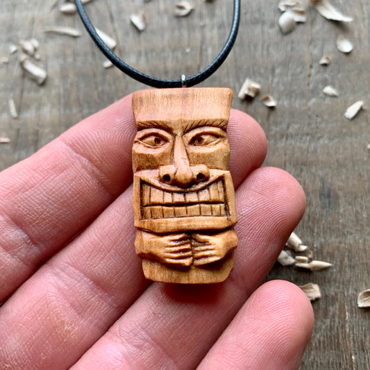 Plum Wood Tiki Totem Pendant