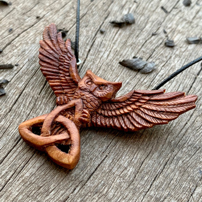 Flying Owl with Triquetra Pendant