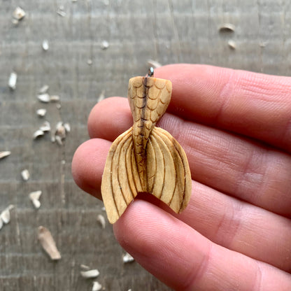 Siren's Tail Olive Wood Pendant