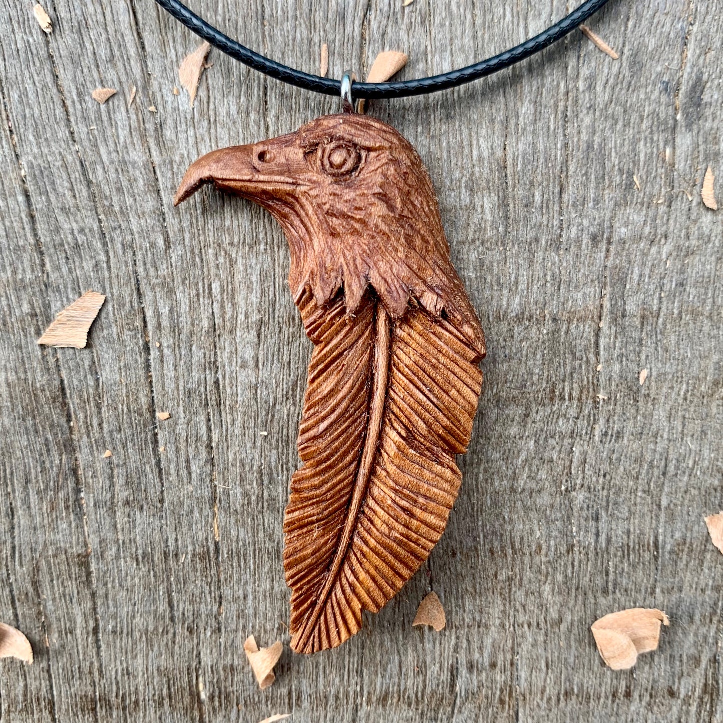 Hawk Head-Feather Pendant