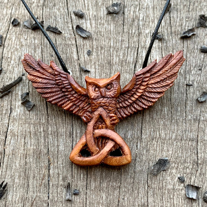 Flying Owl with Triquetra Pendant