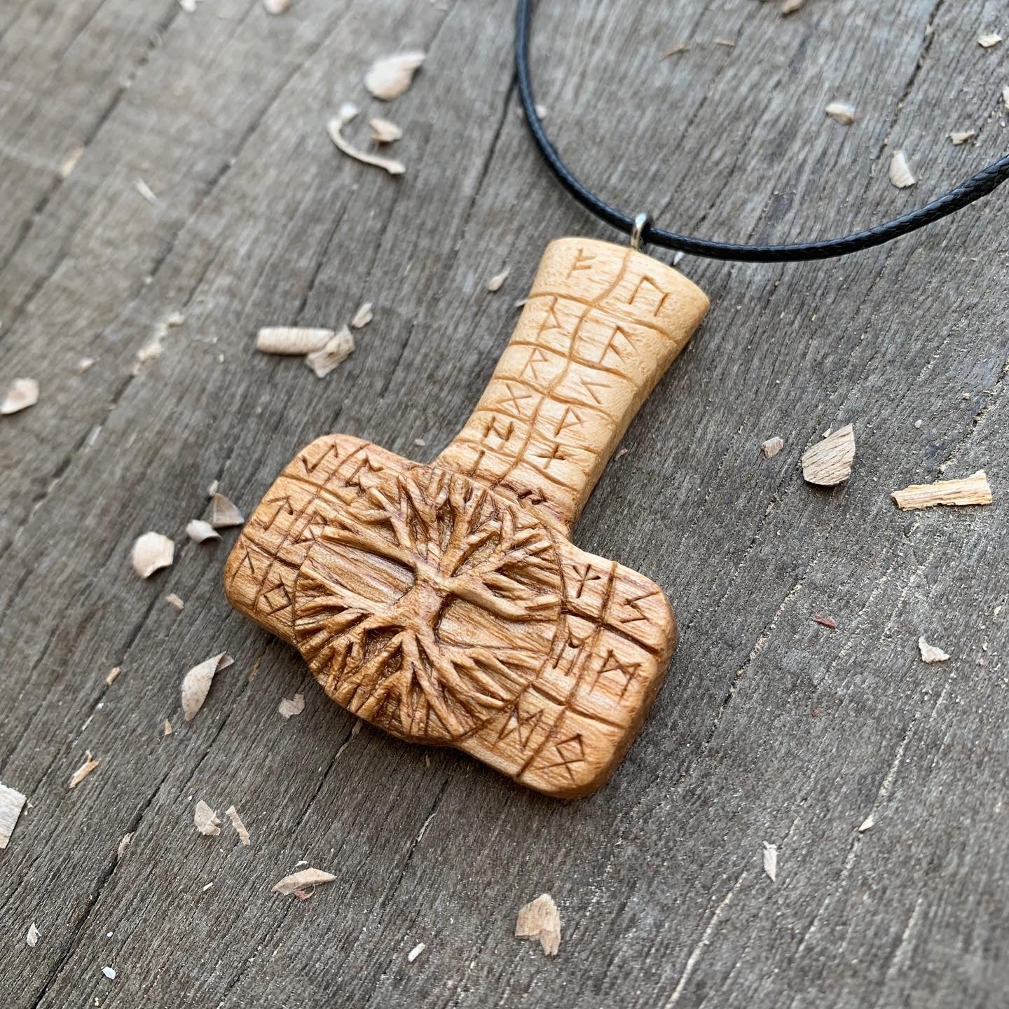 Mjolnir with runes and Yggdrasil Pendant