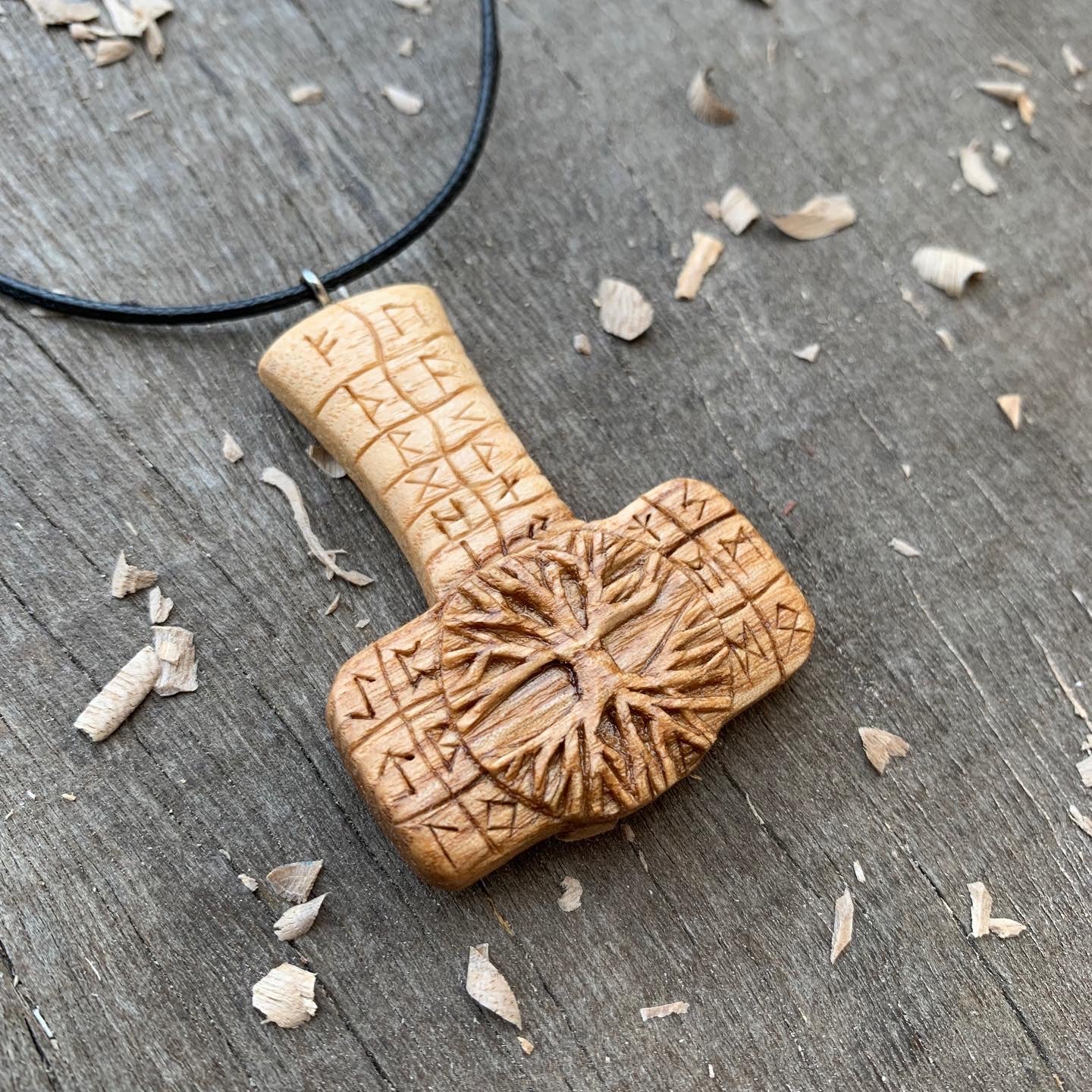 Mjolnir with runes and Yggdrasil Pendant