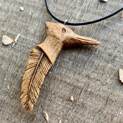 Woodpecker Head-Feather Pendant