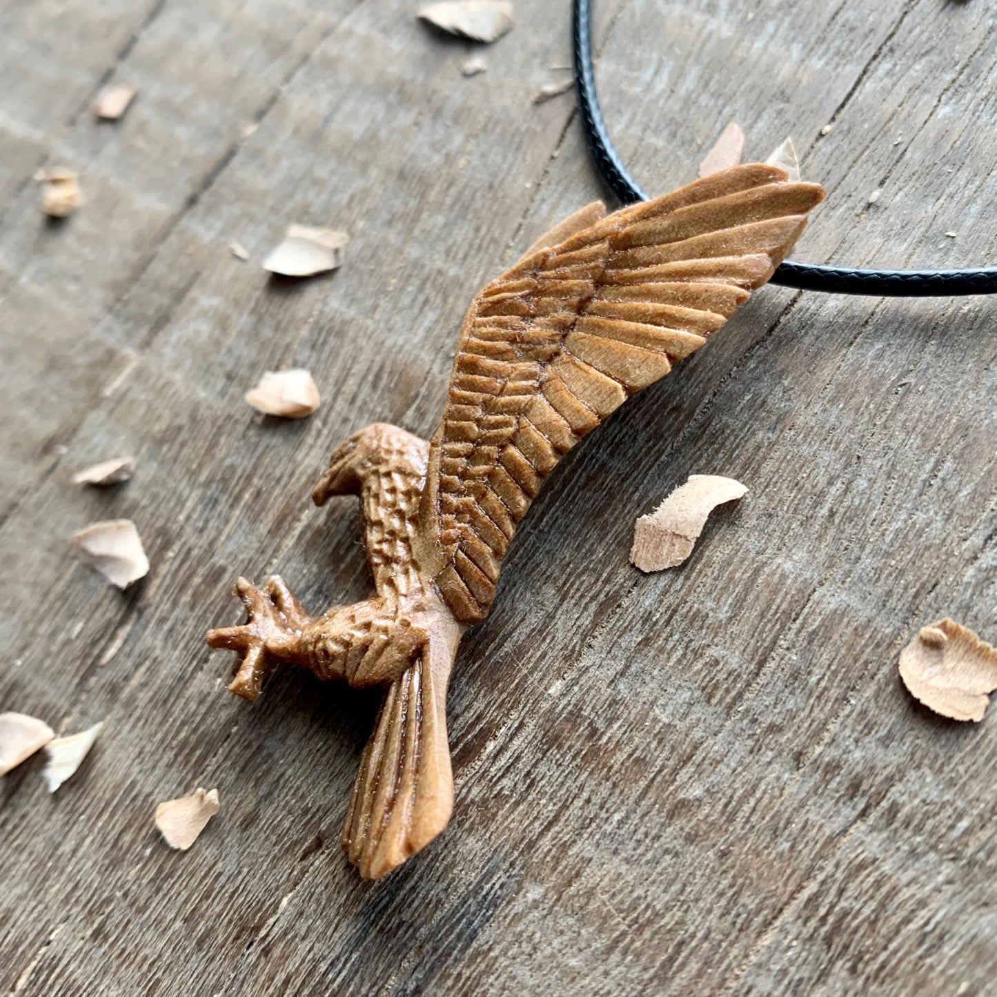 Flying Eagle Walnut Wood Pendant