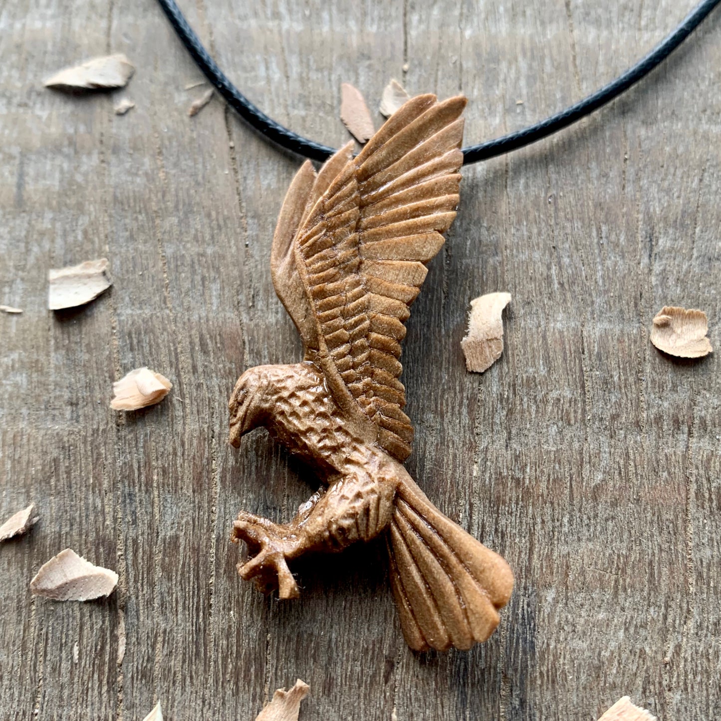 Flying Eagle Walnut Wood Pendant