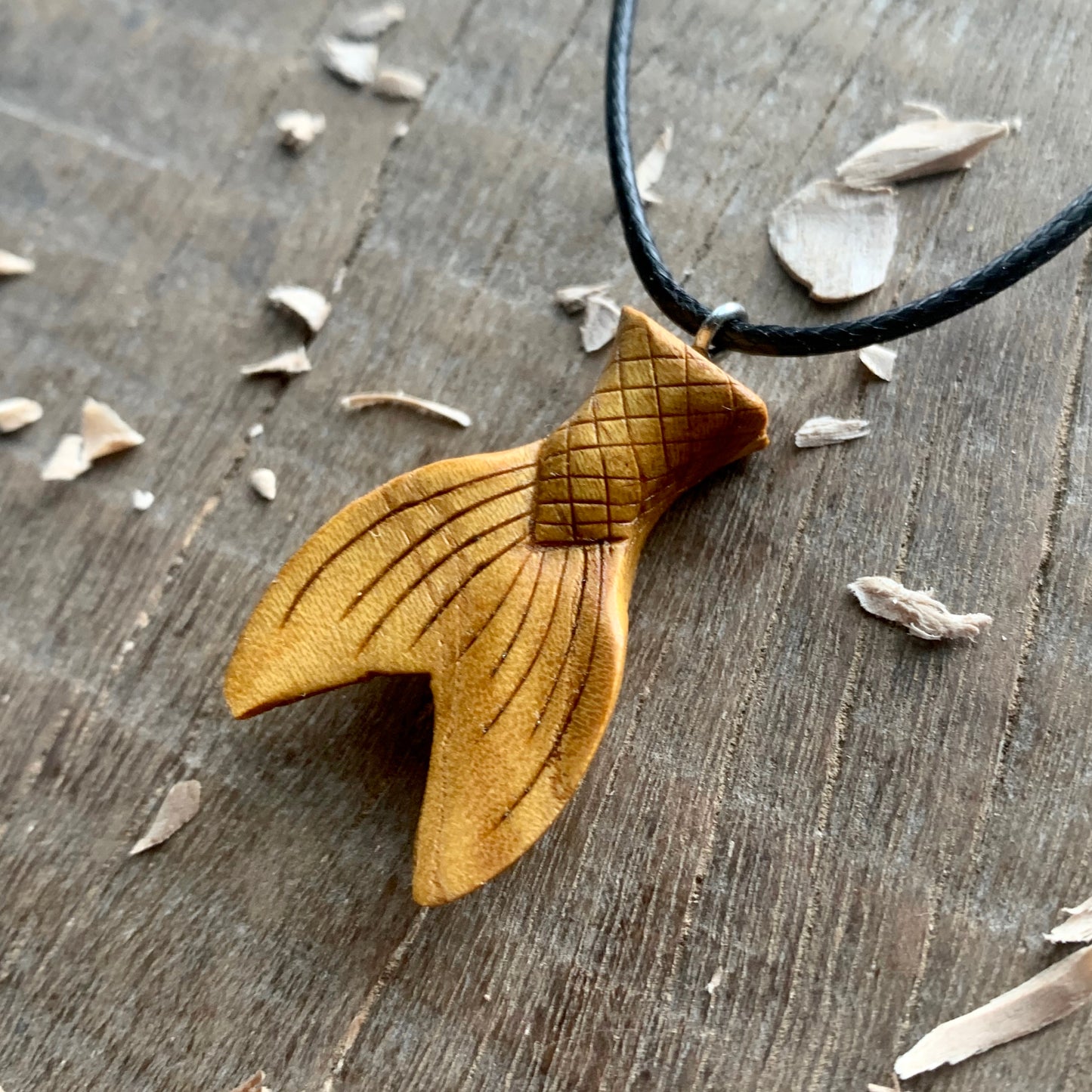 Mermaid Tail Mulberry Wood Pendant