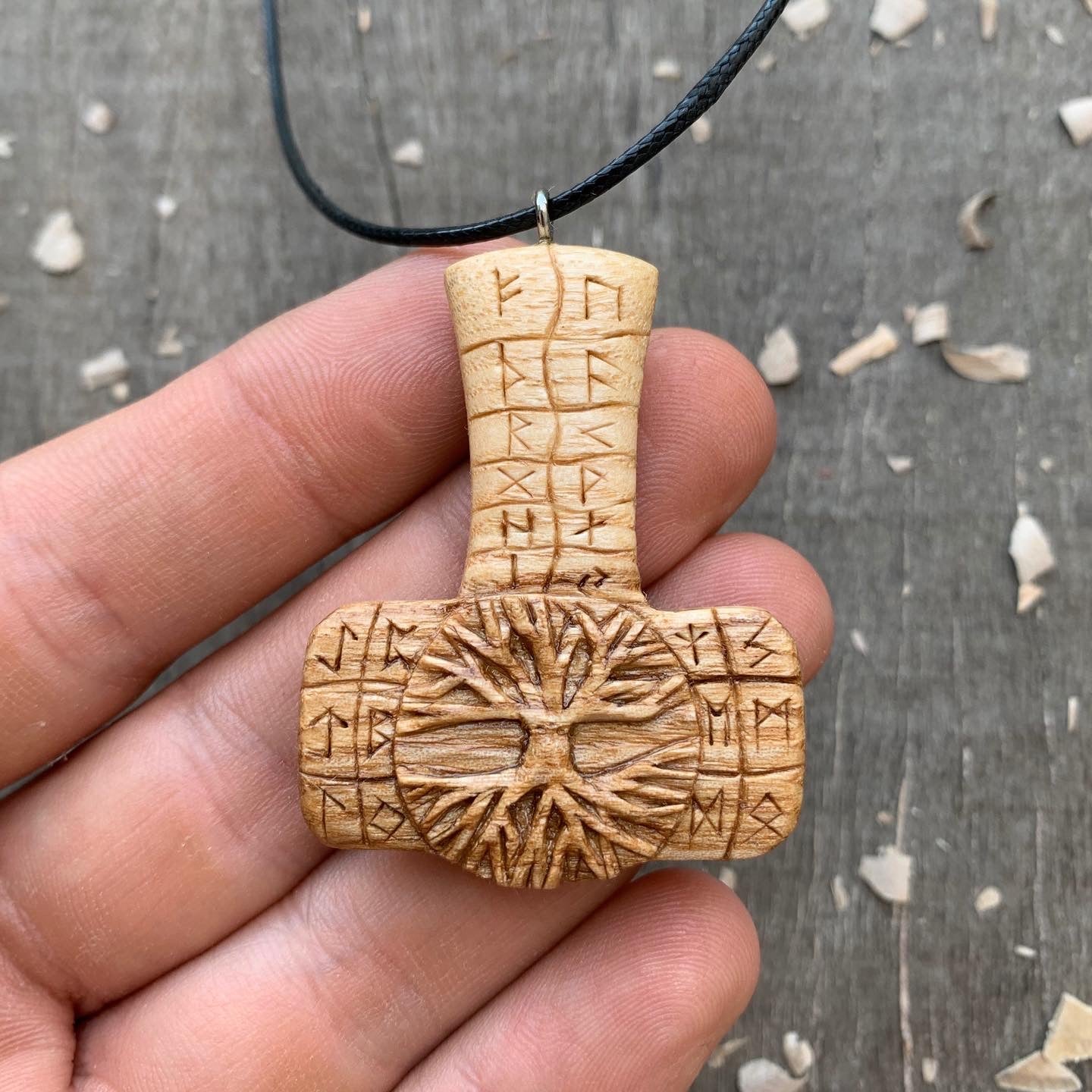 Mjolnir with runes and Yggdrasil Pendant