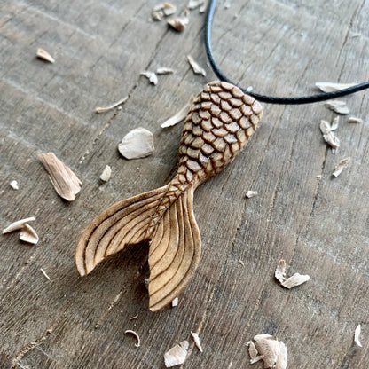 Mermaid Tail Walnut Wooden Pendant