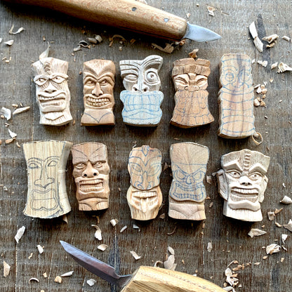 Tiki Mask Olive Wood Pendant