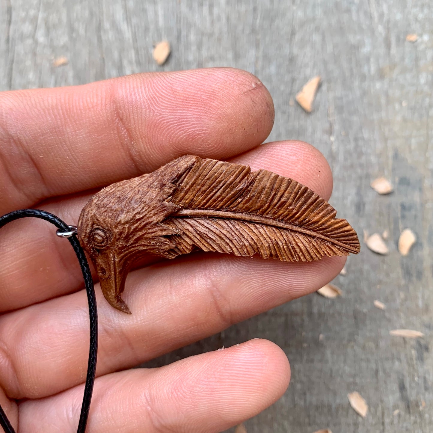 Hawk Head-Feather Pendant