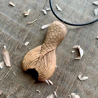 Mermaid Tail Walnut Wood Pendant