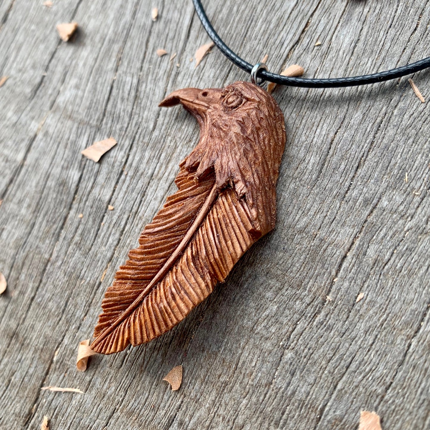 Hawk Head-Feather Pendant