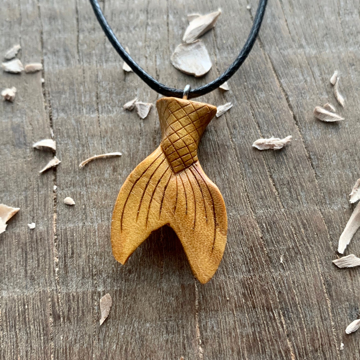 Mermaid Tail Mulberry Wood Pendant