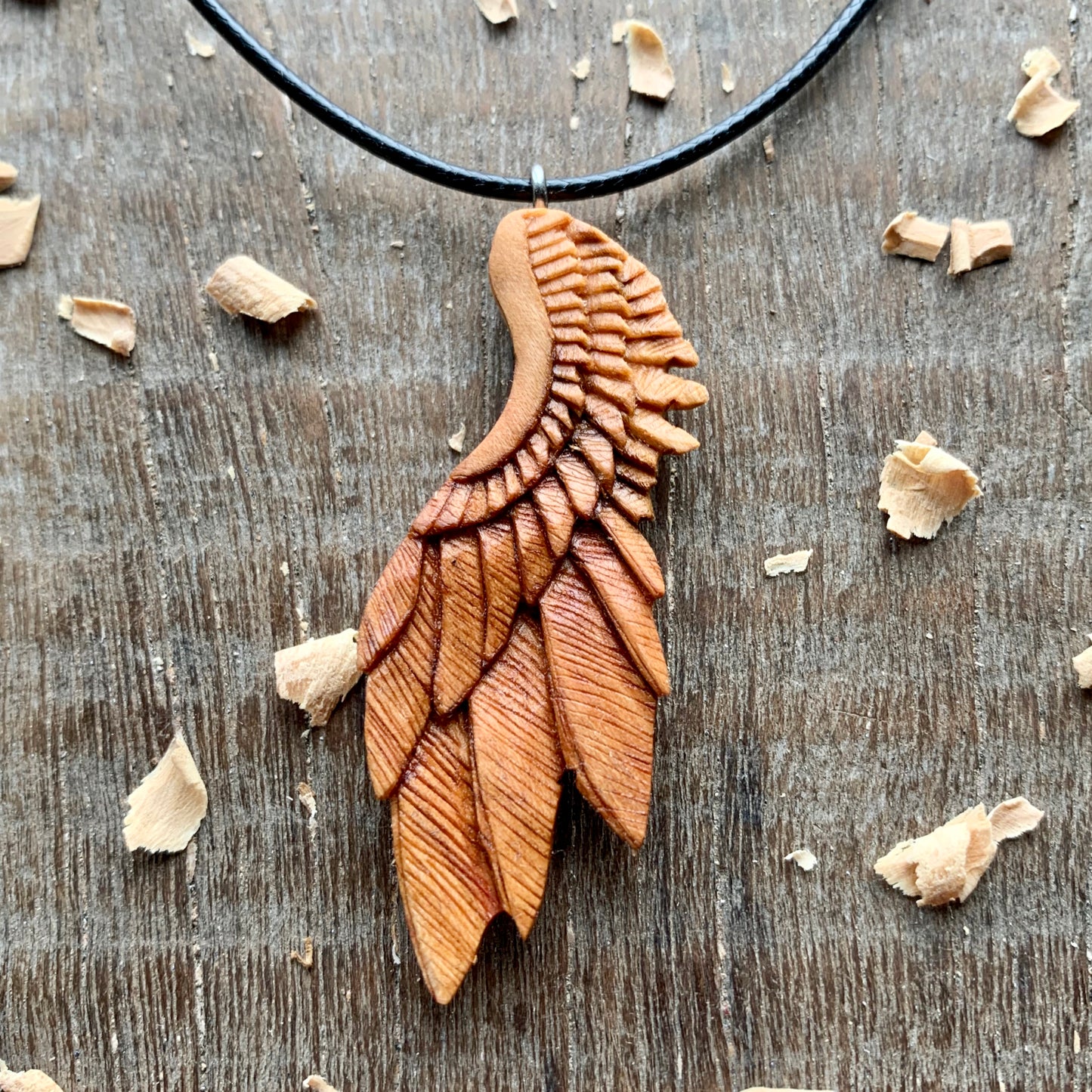 Angel's Wing Plum Wood Pendant