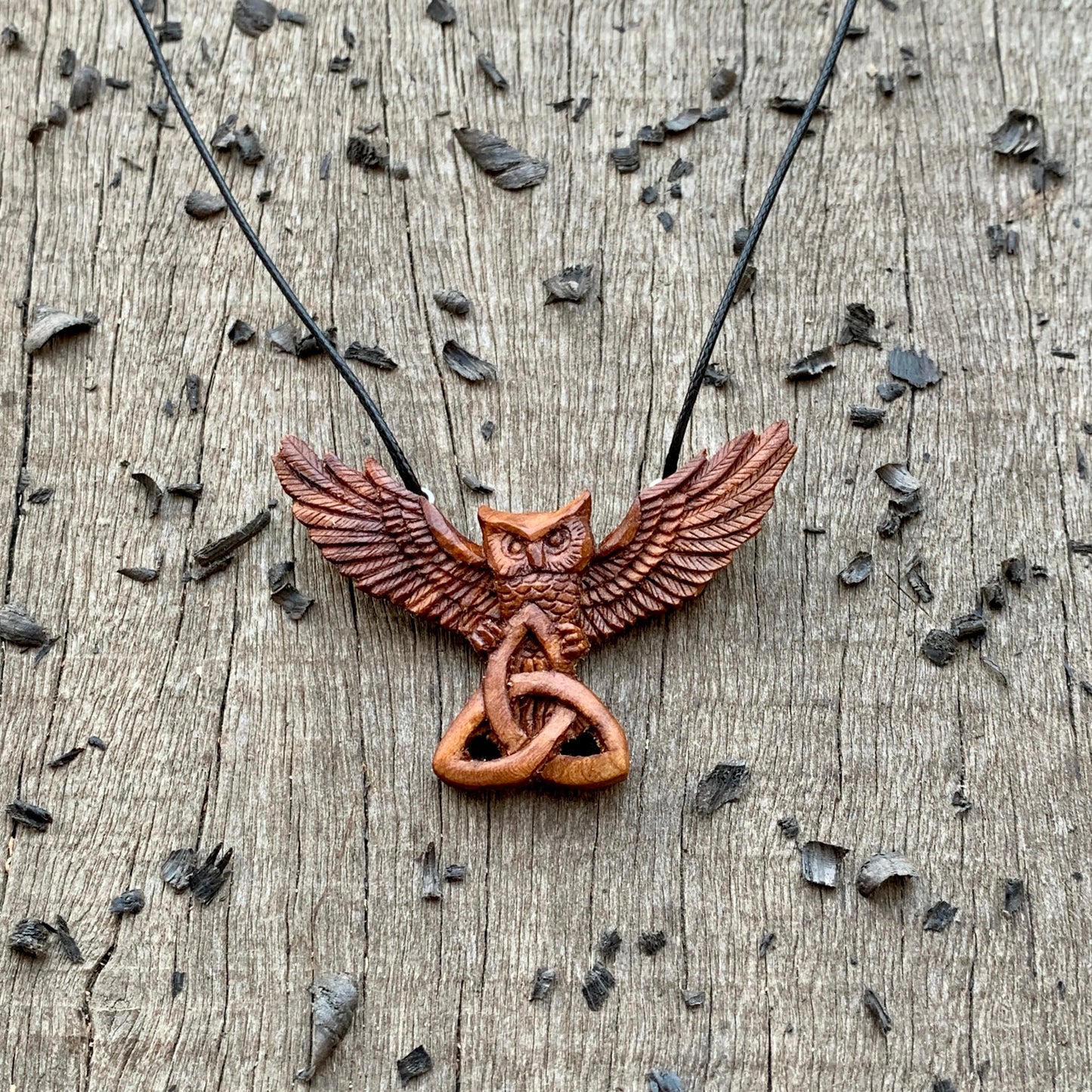 Flying Owl with Triquetra Pendant