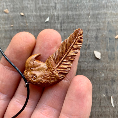 Parrot Head-Feather Pendant