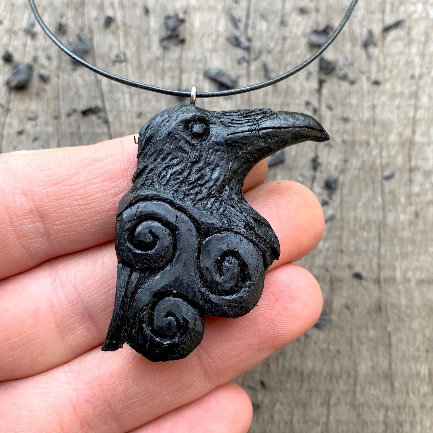 Celtic Raven with Triskelion Necklace