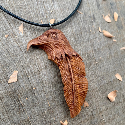 Hawk Head-Feather Pendant